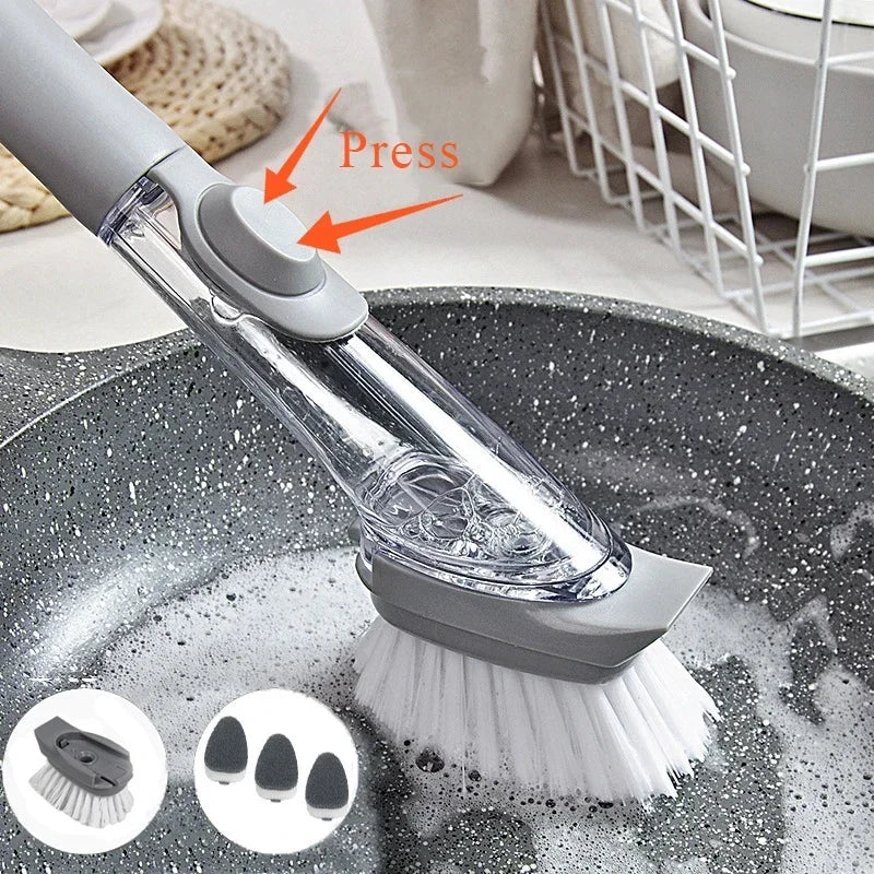 Kitchen Cleaning Brush 1 Long Handle Cleaing Removable Sponge Qme