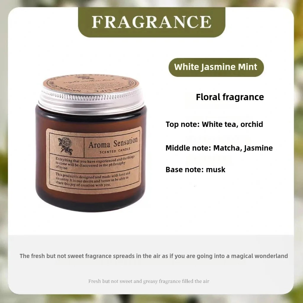 Scented Candles Smokeless Soy Candle Essential Oil Aromatic Candle Luxury Decoration Candle Wedding Gifts Party Home Decoration Qme White Jasmine Mint