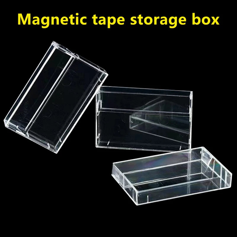Cassette Tape Transparent Storage Box Audio Magnetic Recording Blank Qme