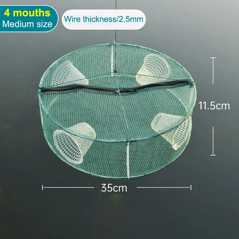 Fishing Net Mesh Folded Round 3 4 Holes Fish Shrimp Automatic Trap Qme 4