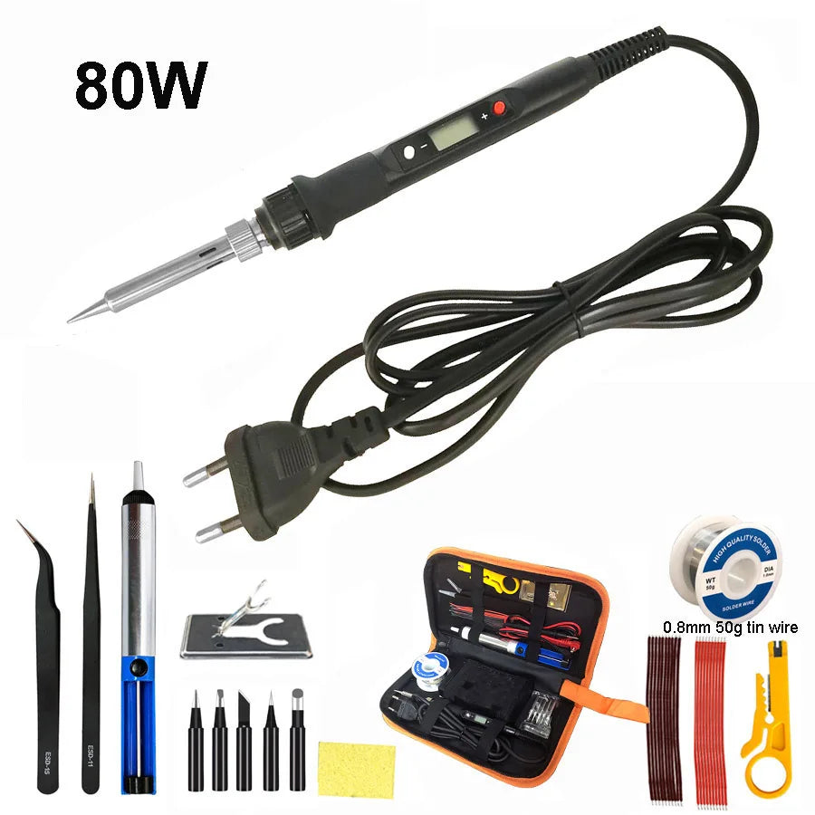 80W Digital Electric Soldering Iron Temperature Adjustable 220V 110V Qme