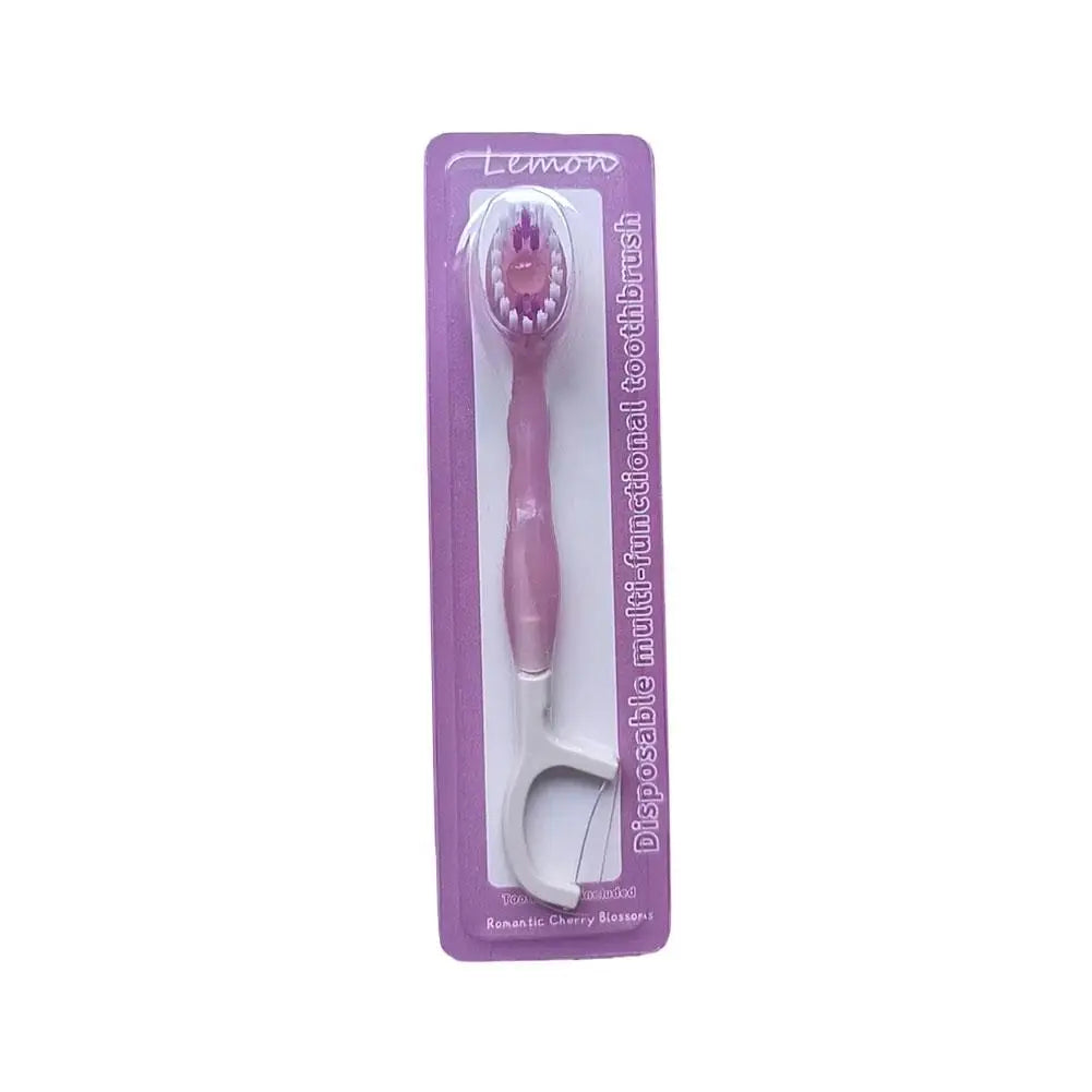 Portable Travel Toothbrush Set Disposable Mini Toothbrushes with Toothpaste Tongue Scraper Flosses Kit Disposable Toothbrushes Qme purple CN