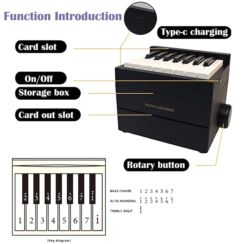 Interactive 2026 Desk Calendar Swift Compact Piano 52 Music Sheets Qme