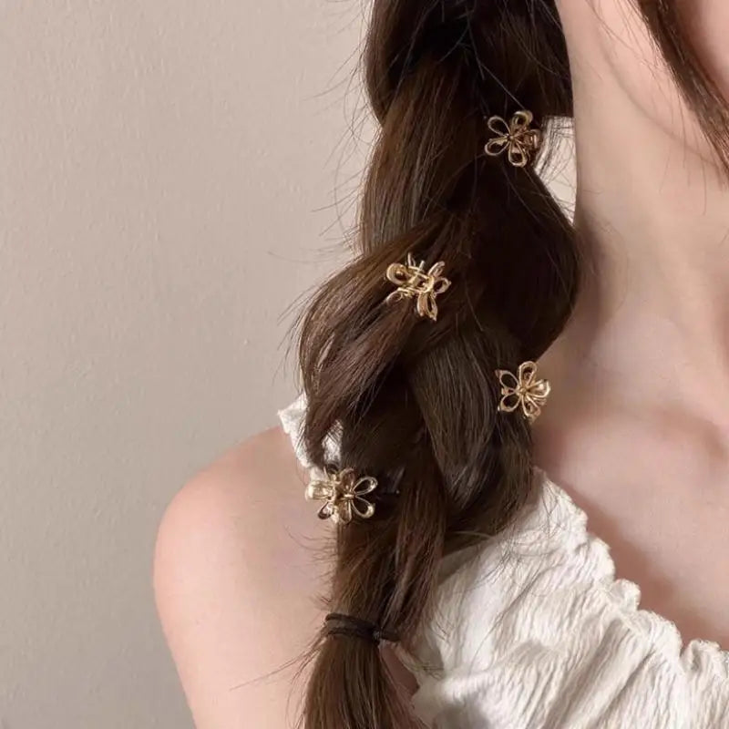 Mini Metal Hair Claw Clip Gold Silver Flower Butterfly Small Shark Qme