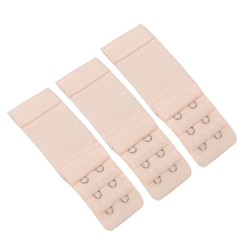 Women 3Pcs Bra Extenders Extension Underwear Accessories Elastic Bra Lengthen Expander 3 Row Buckle Adjustable Hook Intimate DIY Qme light skin one size