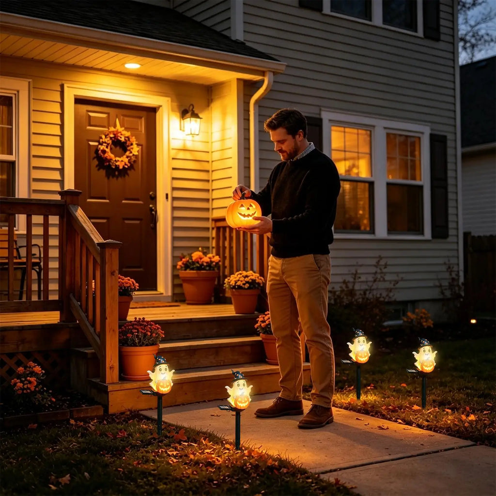 Solar Halloween Lights Spooky Weatherproof Outdoor Decoration Ghost Qme