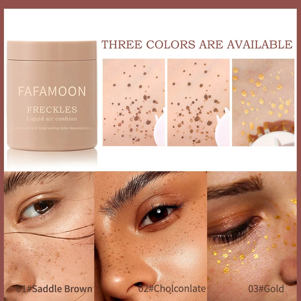 Face Body Freckled Stamp Kit Lifelike Freckle Natural Simulation Fake Dot Spot Comb Seal Air Cushion Freckle Waterproof Makeup Qme
