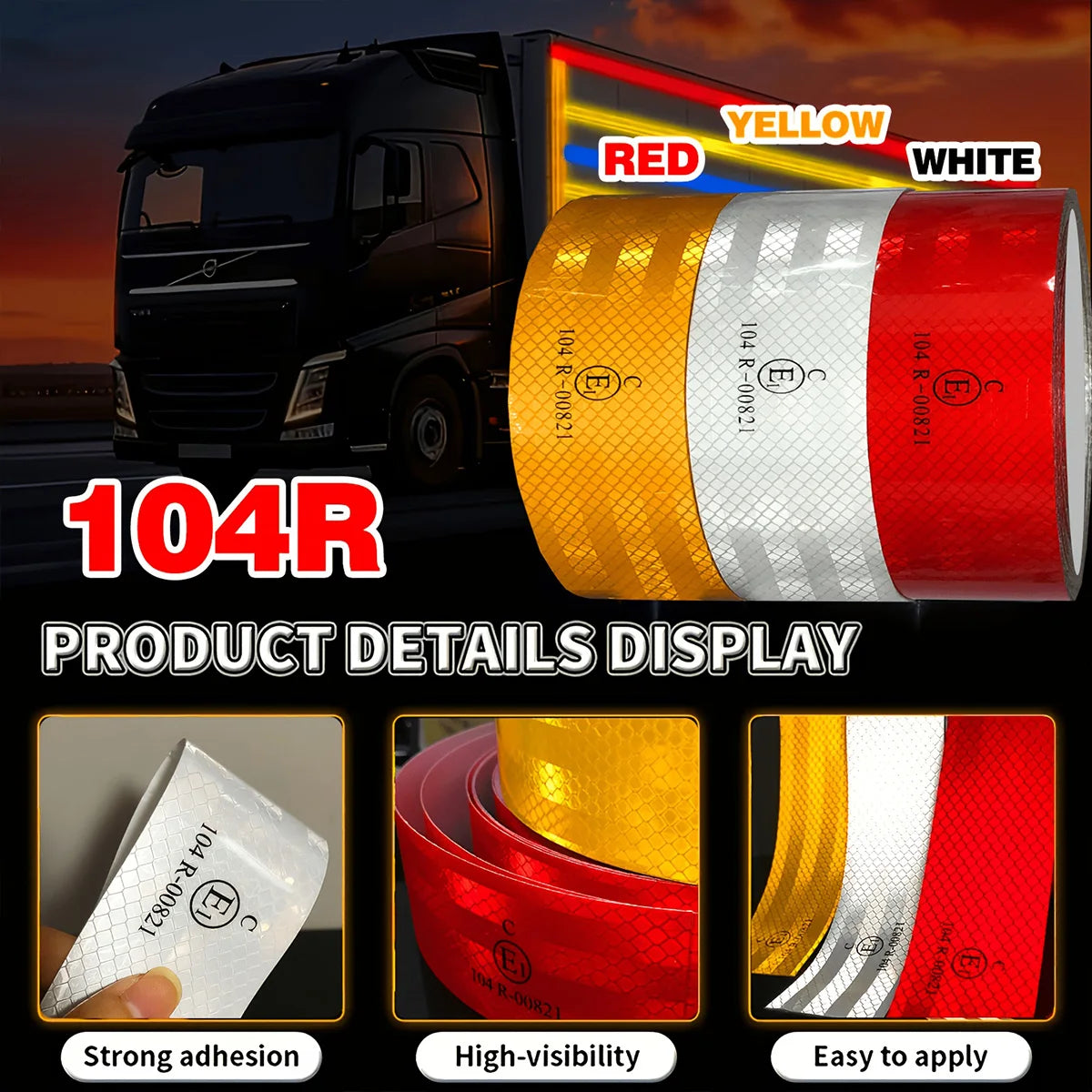 Waterproof Reflective Tape 104R Conspicuous Safety Warning Sheet for Construction Sites Qme