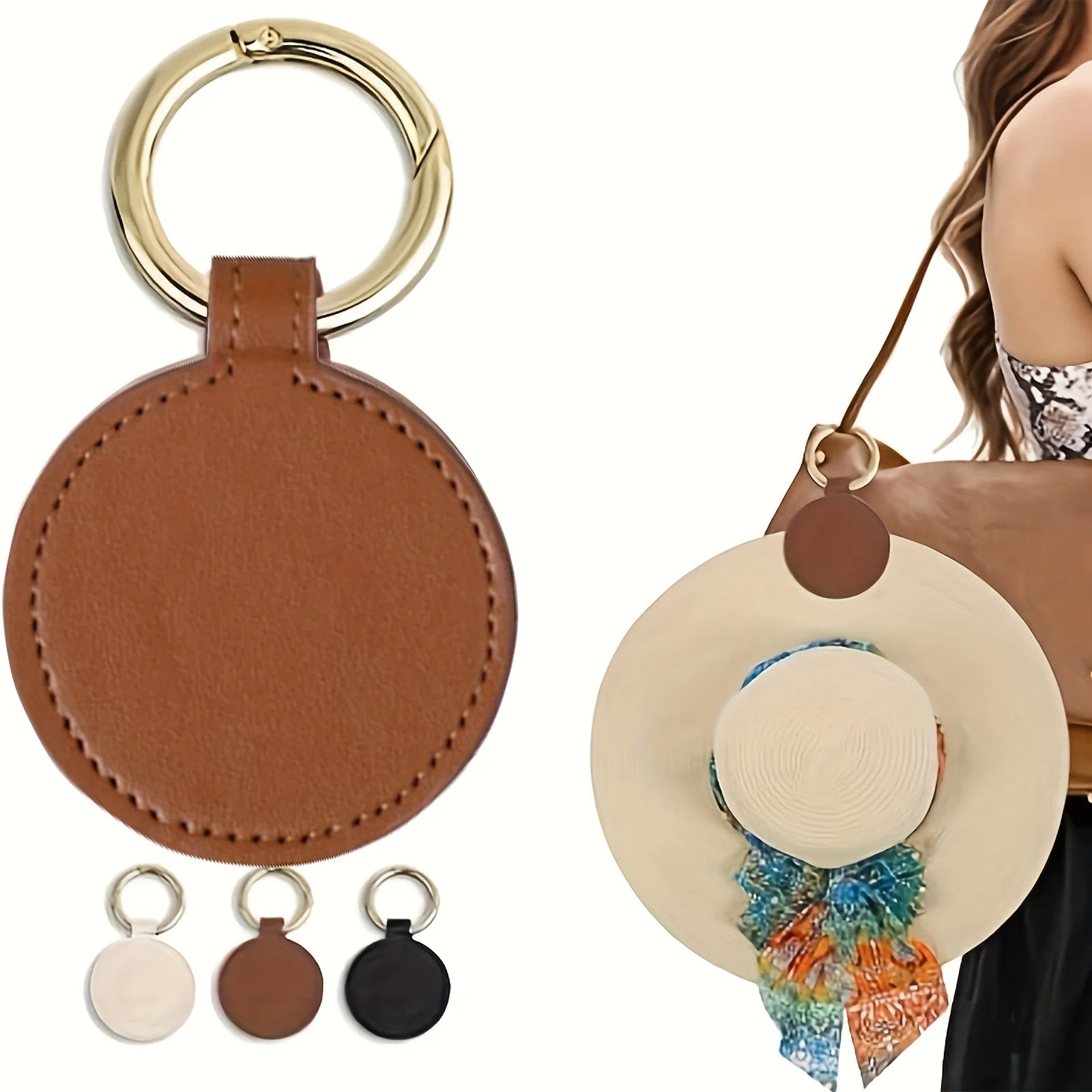1PC Magnetic Hat Clip On Bag Hat Holder For Handbag Backpack Luggage PU Leather Hat Keeper Clip Travel Bag Accessories Qme Brown