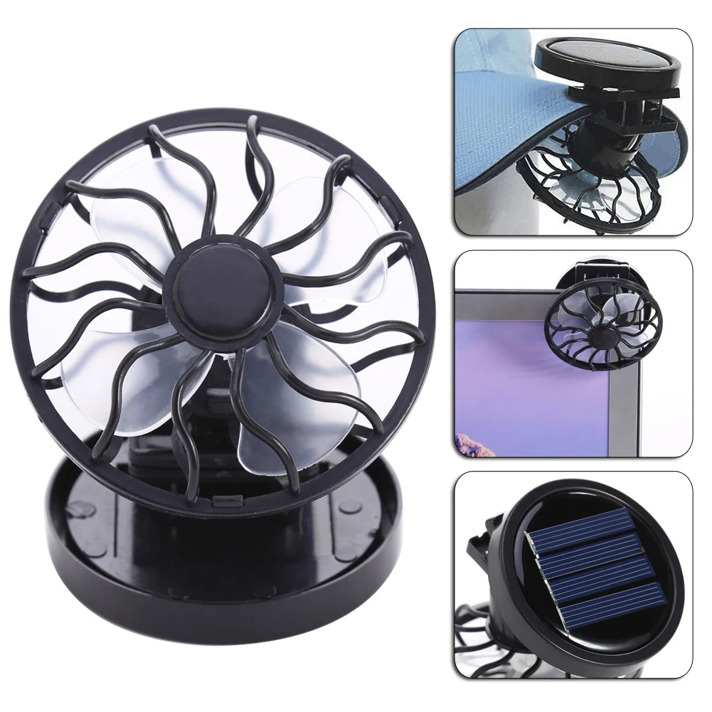 Portable Mini Solar Powered Clip Fan Mountain Climbing Camping Wilderness SurvivalSummer Hat Cap Clip Cooler Fan Qme
