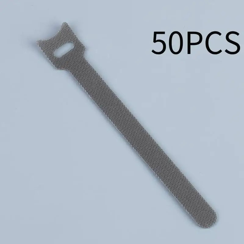 Organized Cable Setup 30 50 Reusable Hook Loop Straps Qme gray 50pcs