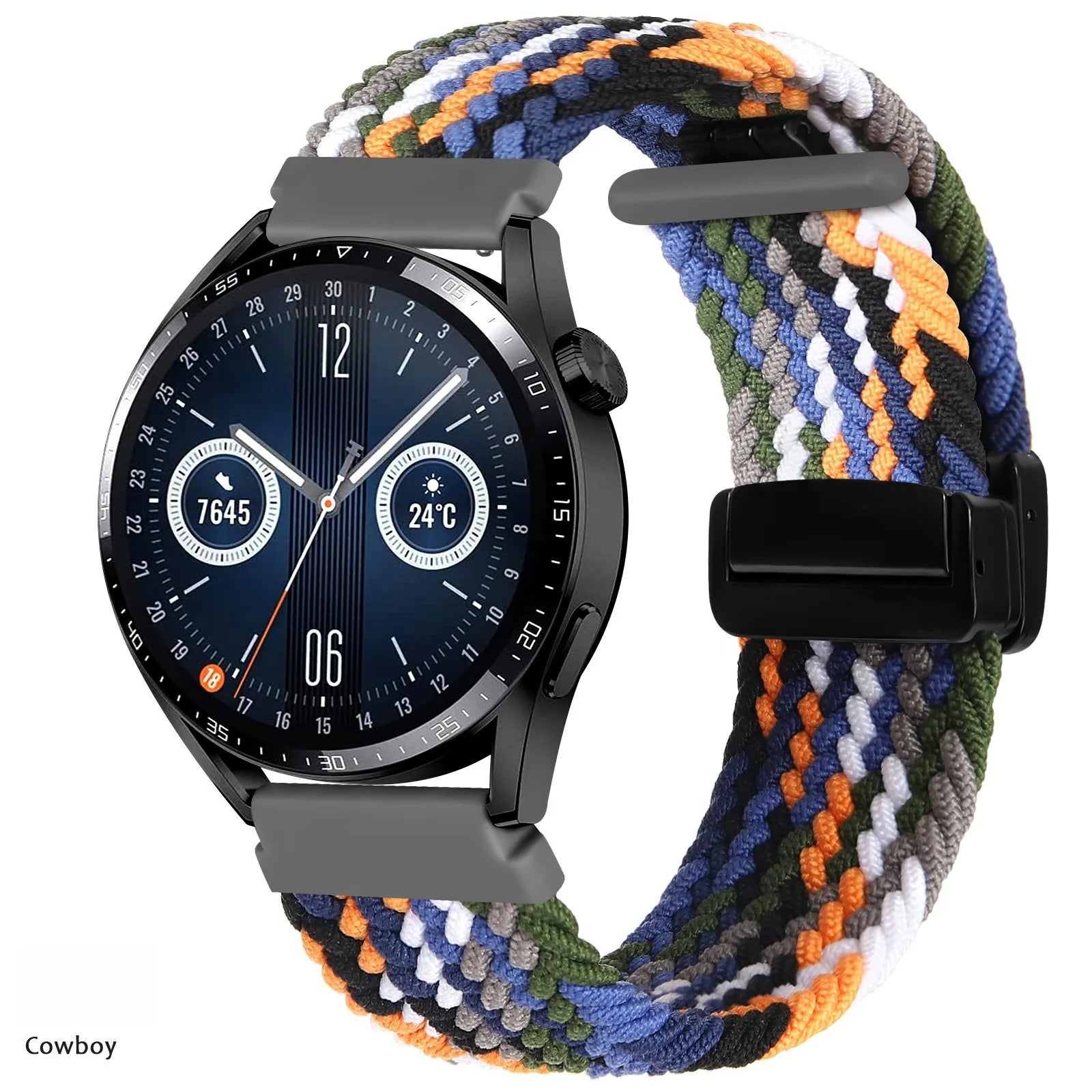 A Adjustable Nylon Braided Watch Strap with Folding Buckle Magnetic Wristband for Samsung Watch 5 6 7 Huawei GT5 GT6 Qme cowboy 20mm