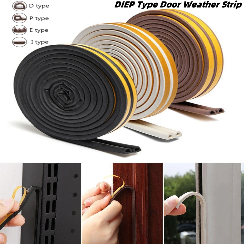 Rubber Foam Window Door Seal Self Adhesive Windproof Tape Door Joint Filler Collision Avoidance Soundproof Sealing Strip Qme