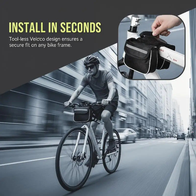 Bicycle Rainproof Front Frame Tube Bag Bike Double Shape Mountain Qme