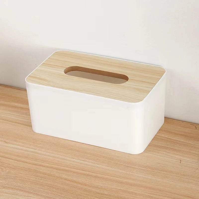 Plastic Tissue Box Simple And Creative Multi-Functional Tissue Storage Box For Home Use Qme White