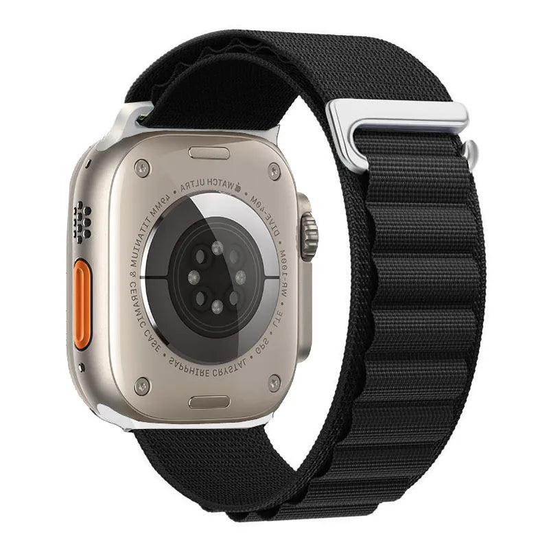 T Suitable for Apple IWatch Watch Strap 49mm 44mm 45mm 42mm Nylon Mountaineering Wear-resistant Woven Strap for Men Qme black 25mm 49MM