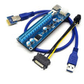 PCI-E 1X To 16X Riser Card, PCI-E SATA To 6Pin Power Cable, USB 3.0 For Bitcoin Mining Miner Qme Default Title