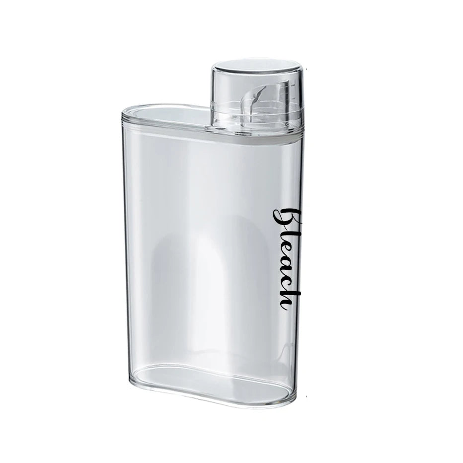Transparent Laundry Detergent Dispenser Bottle Sealed Tank for Detergent Powder Bleach Softener Laundry Room Organization Qme Clear-bleach