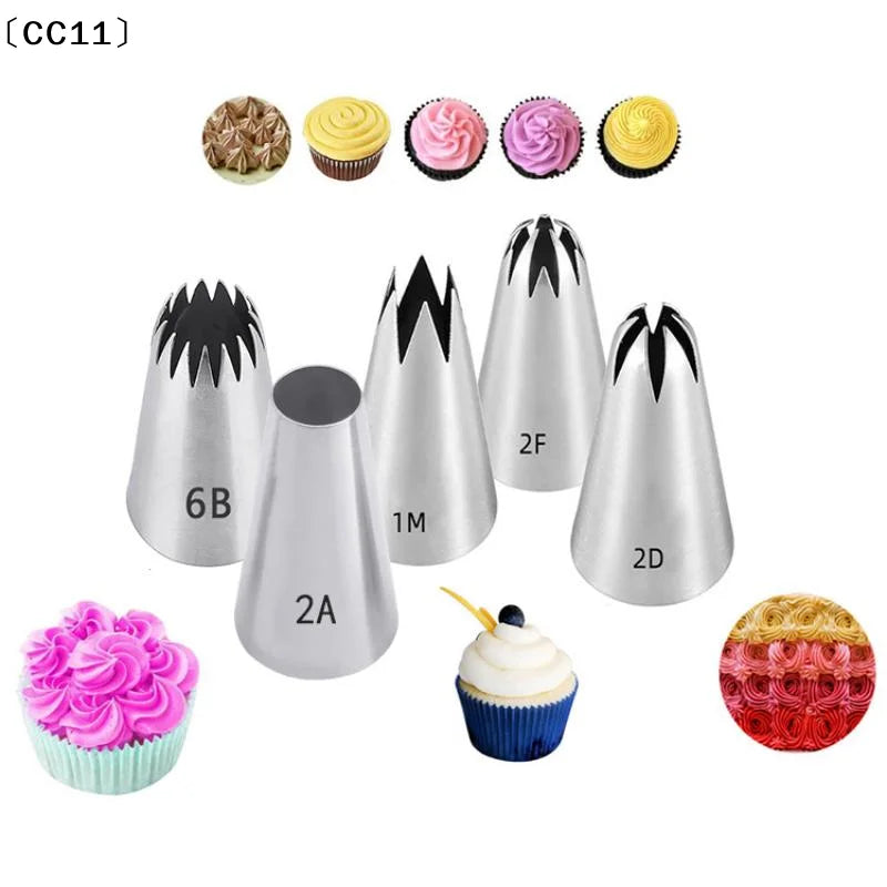 5-Piece Large Cake Decorating Piping Tips Durable Stainless Steel Qme