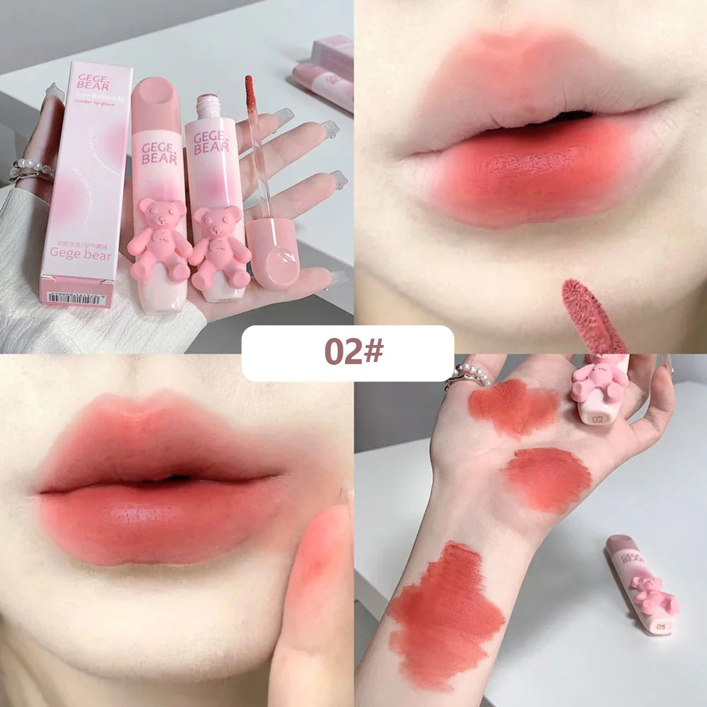 Gegebear Bear Lip Glaze Matte Velvet Lipstick Long-lasting Whitening Qme GX1079-2