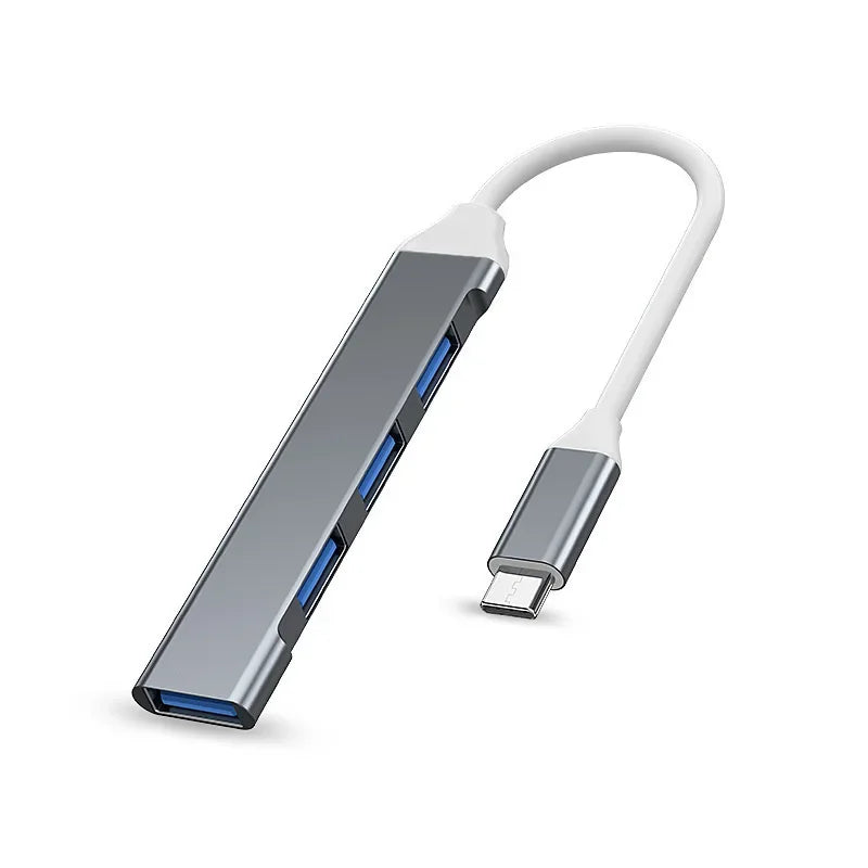 4-in-1 USB C Hub 3.0 Adapter High Speed Transmission USB Docking Station Multi Function Wire Divider For PC Computer Notebook Qme Grey Type C