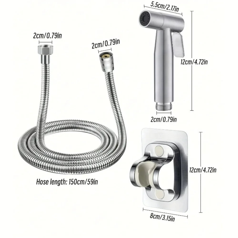 Stainless Steel Bidet Sprayer Pressure Handheld Adjustable Personal Qme