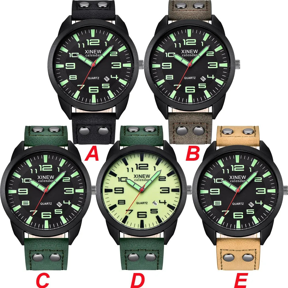 Men’s Luxury Fashion Casual Business Luminous Waterproof Alloy Leather Strap Quartz Watch Simple Basics Round Dial Reloj Hombre Qme