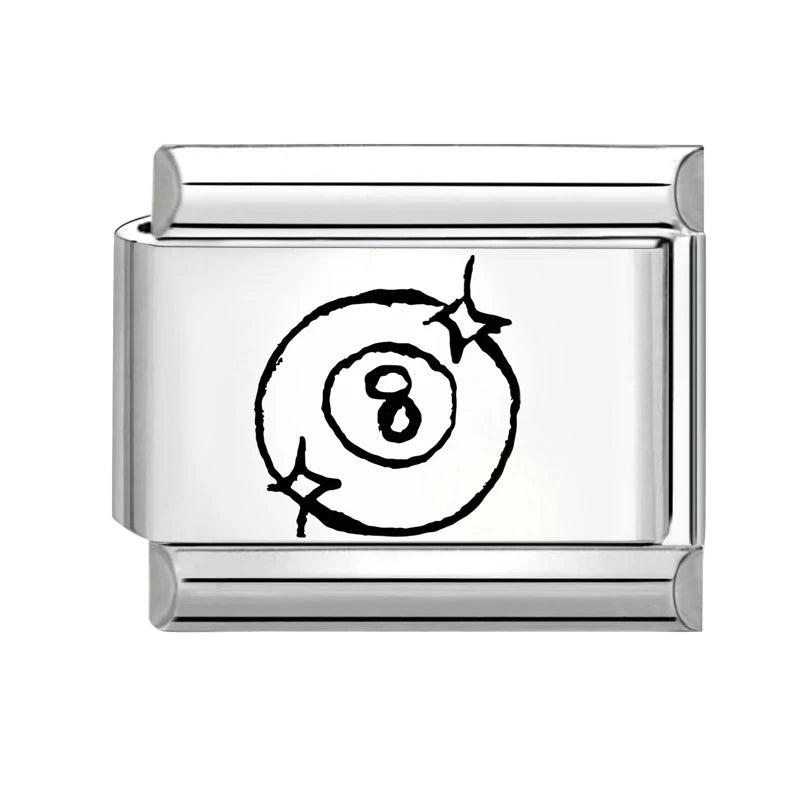 Trendy Fashion Stars Headphones Cats Heart NO 8 Ball Charm Italian