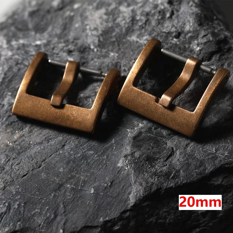 High-end Bronze Buckle 18MM 20MM Vintage Leather Rubber Strap Buckle, Pure Bronze, Vintage Style Strap Buckle Accessories Qme 20mm szie-2pcs