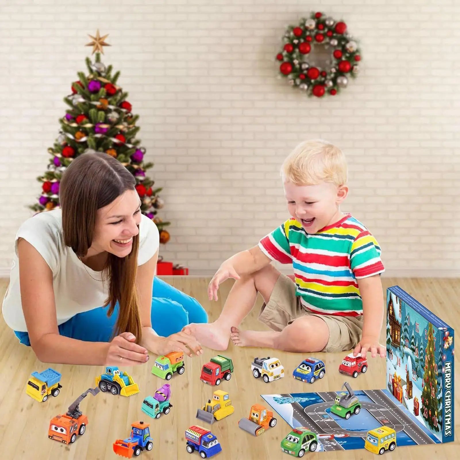 2025 Christmas Countdown Calendar 24 Days Pull-back Car Kid Small Qme