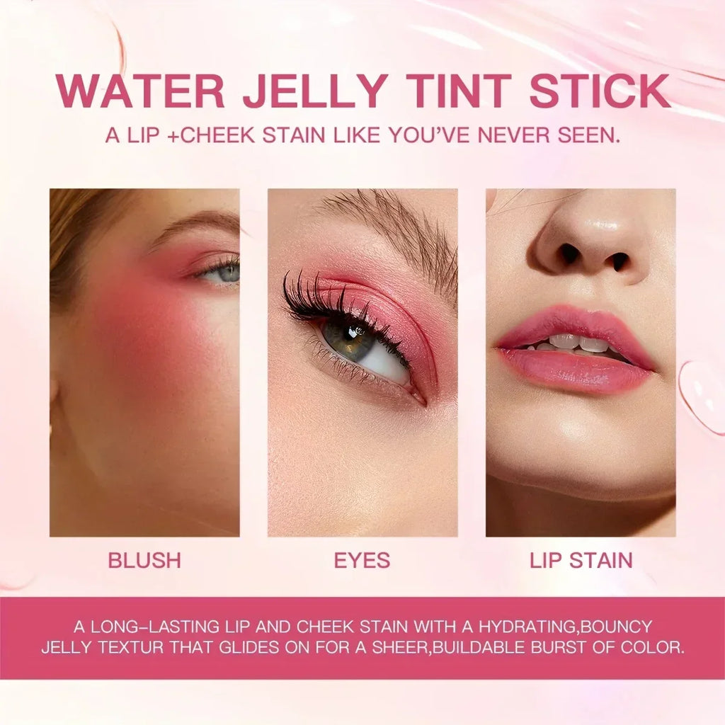 4 Colors Jelly Blush Stick Lip Balm Eyeshadow 3-in-1 Multi-Use Matte Blush Moisturize Brighten Lip Gloss Qme