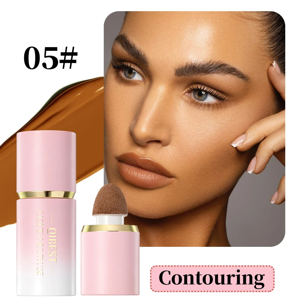 QIBEST Matte Face Liquid Blusher Smooth Cheek Eye Blush Highlighter Multi-Use Stick Rouge Lasting Liquid Contour Bronzer Makeup Qme 05