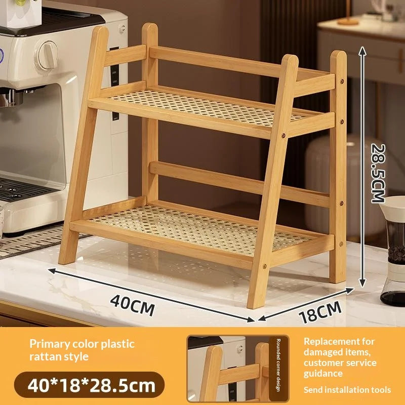 Desktop Removable Bamboo Office Balcony Storage Rack Space Saving Qme 39CM A