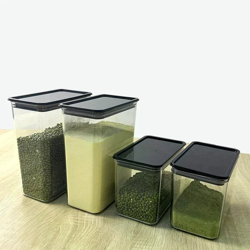 Plastic Sealed Box Storage Jar Storage Containers Special Fruit Powder Box Square Transparent Sealed Jar Coffee Bean Sealed Jar Qme