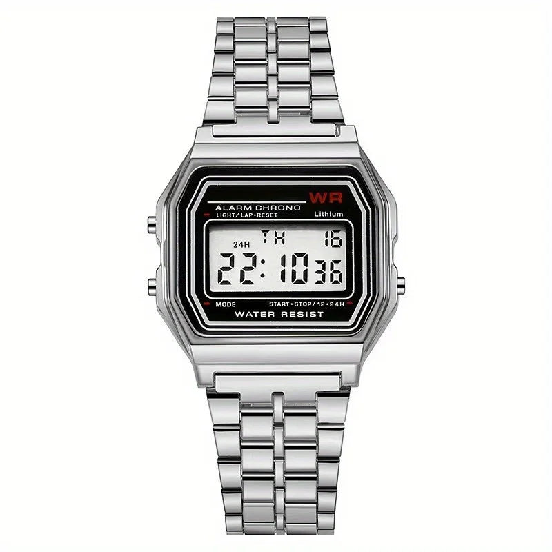 F91W Non-Waterproof Steel Band Watch For Women, Men, Business Clock, Multi-Functional LED Digital Sports Watch, Electronic Clock Qme Silver No