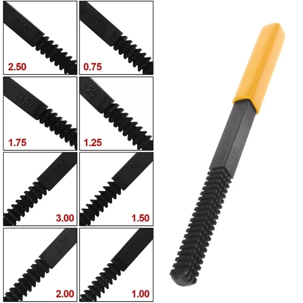 Thread Repair File Metric Thread Restoration Repair File Cleans Damaged Threads 0.75-3 mm Pitch Metal Hardware DIY Hand Tools Qme