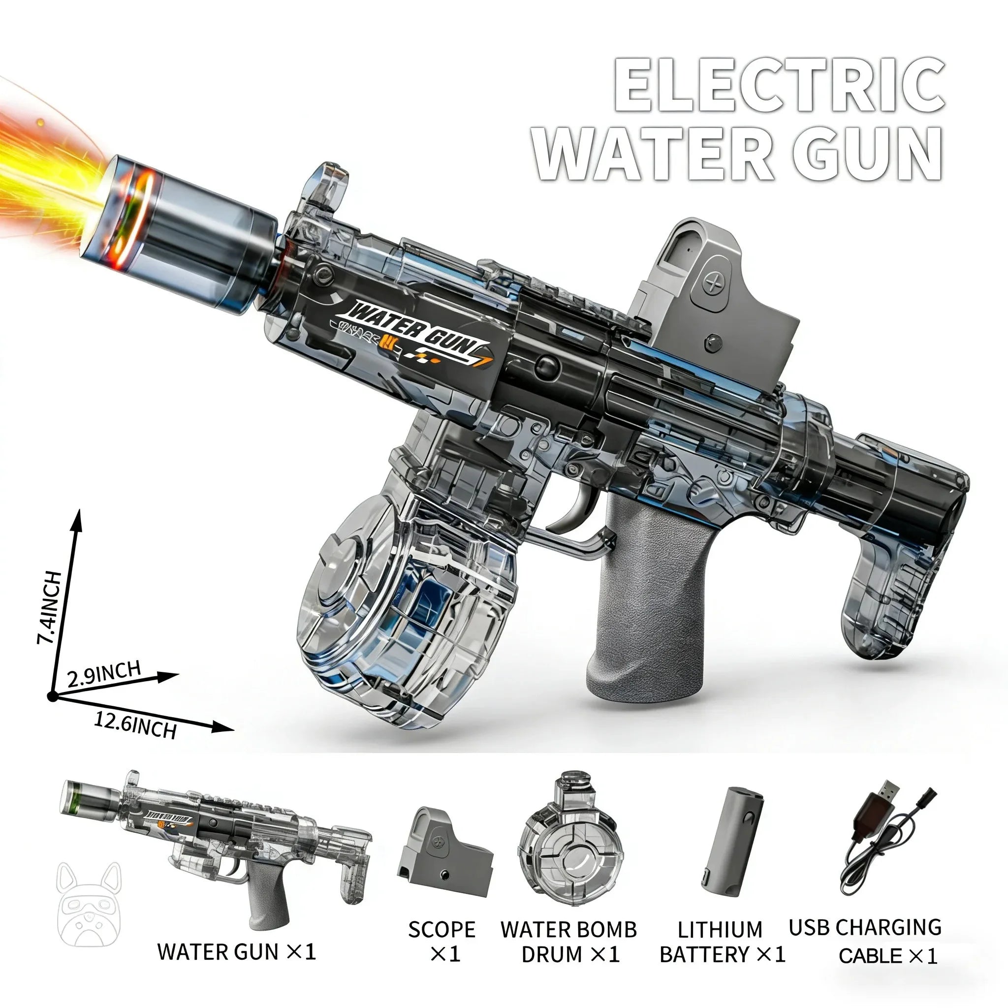 Simulated Firing and Recoil Electric Water Gun Toys Children Automatic Sensor Lights Water Pistol Summer Outdoor Beach Kids Toy Qme Brown