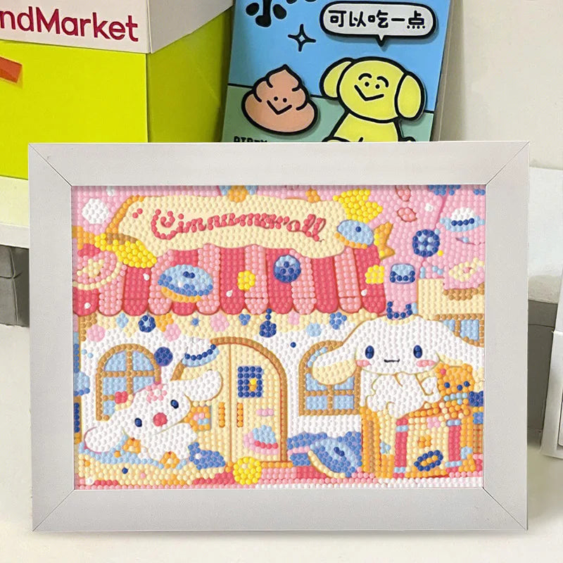 Hello Kitty Kuromi Diamond Painting DIY Craft Kit with Frame Cartoon Diamond Painting for Students Diamond Painting Gift Qme 5