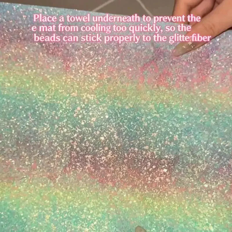 5/7Pcs Rainbow Gradient Glitter Fabric Sheets Sparkle Ironing Paper For DIY Fuse Beads Craft Bag Decoration Handmade Projects Qme