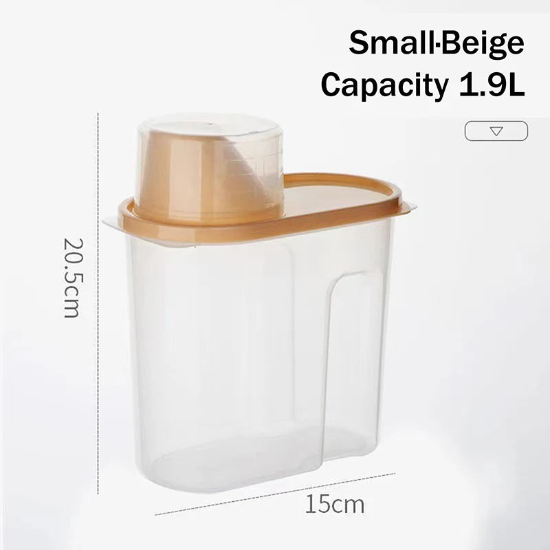 Dry Goods Airtight Container Rice Bucket Grain Storage Measuring Cup Qme White S