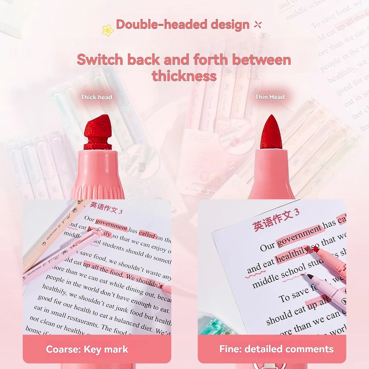 5Pcs/set Pastel Highlighters Marker Colors Fluorescent Hook Pen Colored Mark Pen Japanese Stationery School Supplies Kawaii Qme