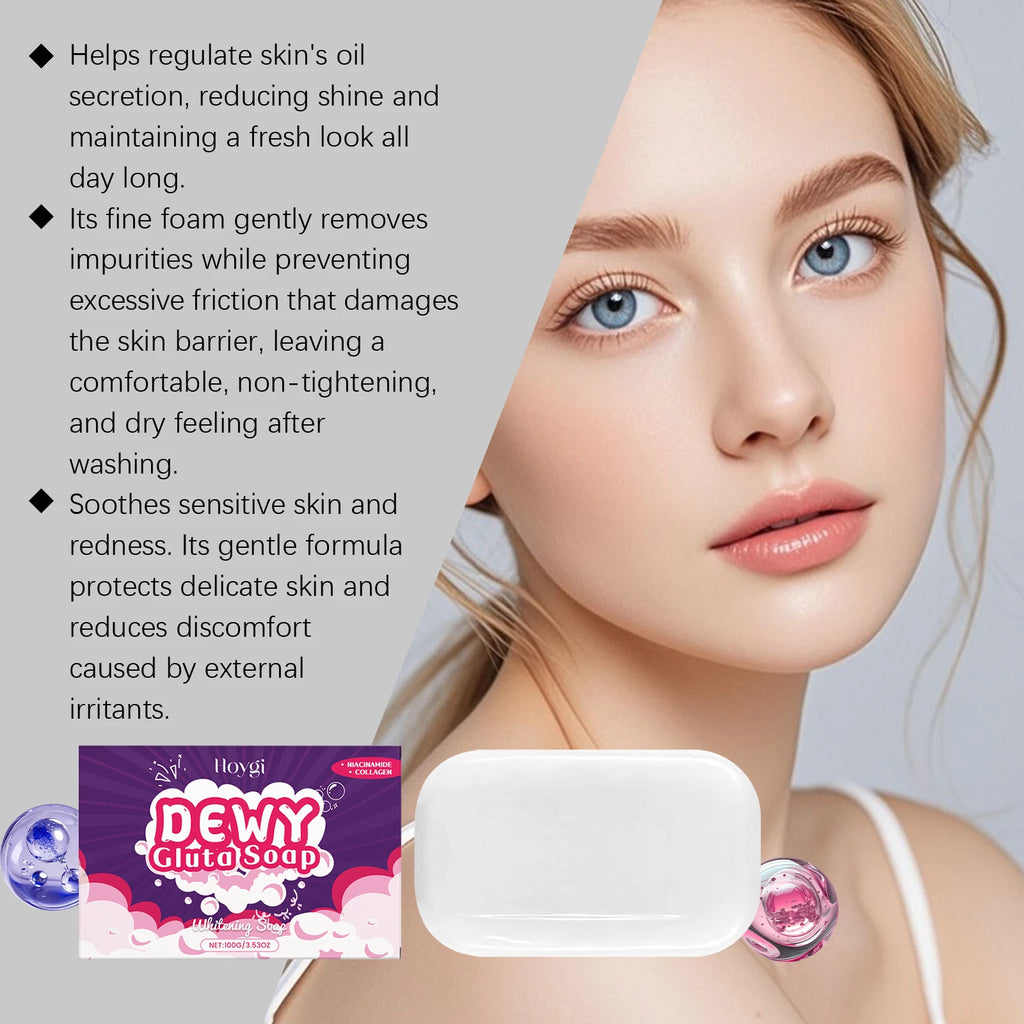 Facial Soap Series Tea Tree Oil & Glutathione Oil Control Brightening Smoothing Gentle Cleansing Bar for Face & Body Daily Care Qme