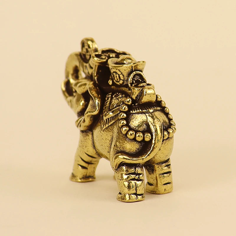 Mini Elephant Figurines Accessoires Miniatures Brass Metal Auspicious Qme