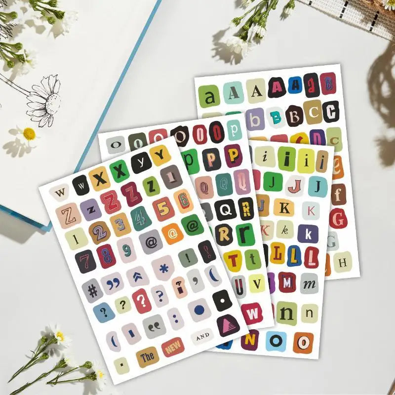 Vintage English Alphabet Stickers Self-adhesive Easy Peel Decals 100+ Qme B