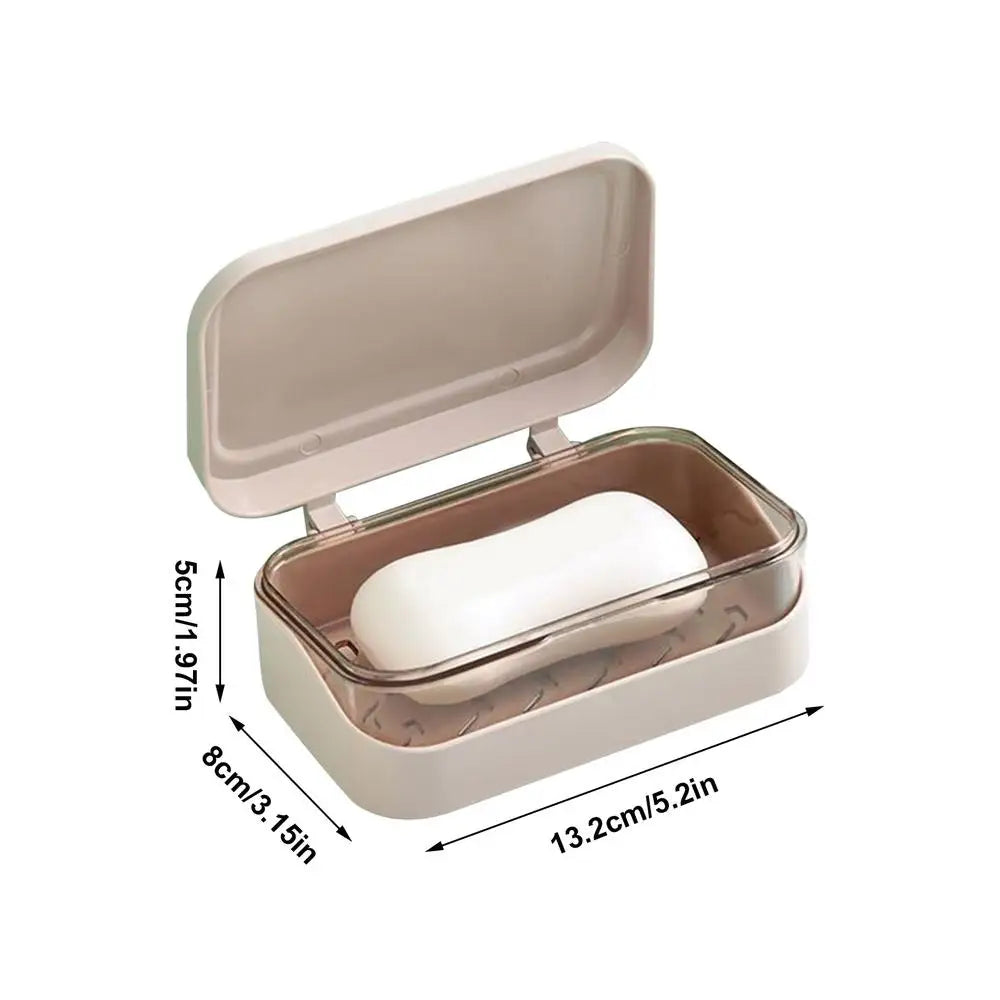 Soap Dish with Lid Soap Dish with Drainage Tray Dustproof Container with Lid for Kitchen Shower Bathroom Camping Sink Bathtub Qme 03