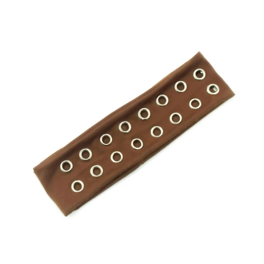 Stretchy Punk Headwrap Eyelets Metal Steampunk Hollowed Out Headband Qme Style 5