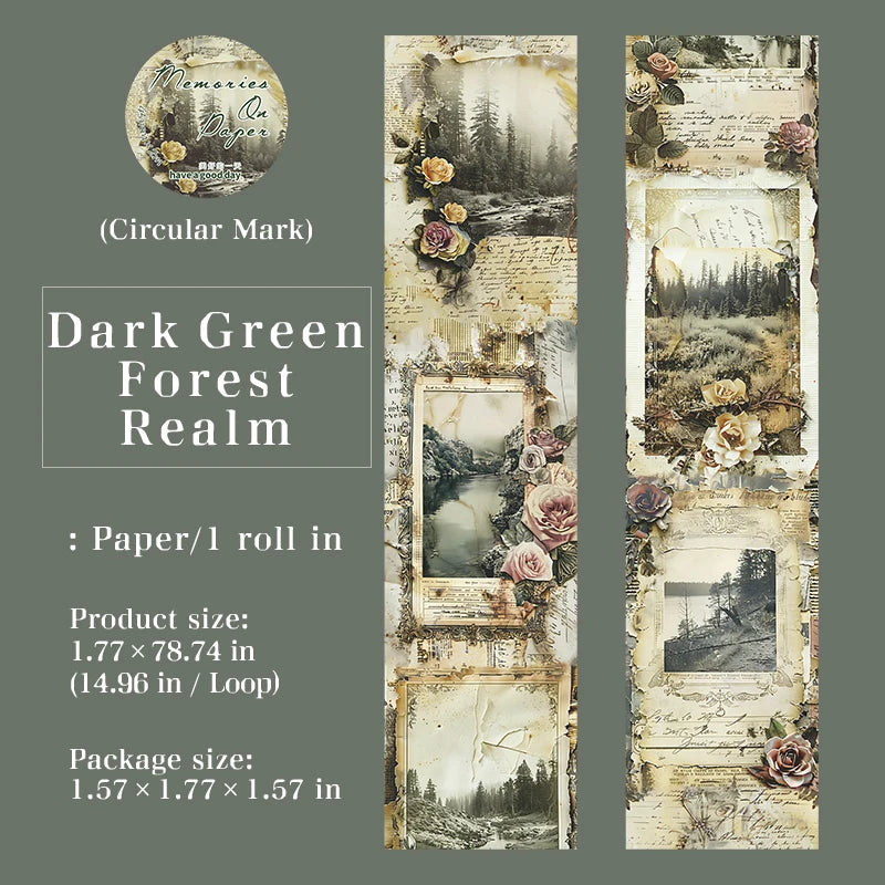 1 Roll Vintage Botanical Nature Theme Decorative Washi Tape for DIY Journal, Photo Frame, Scrapbook, Planner, Phone Case Decor Qme 3