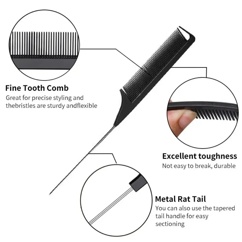 Slick Back Hair Brush Bristle Teasing Comb Women Black Qme