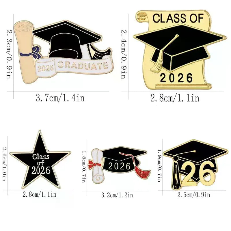 2/6Pcs Metal Baking Paint Brooch Graduation Season Souvenir Texture Jewelry Brooch Multifunctional Backpack Hat Clothing Decor Qme