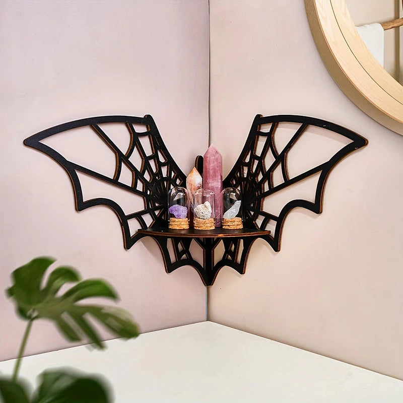Halloween Decorative Shelf Home Bat Corner Shelves Wooden Floating Qme